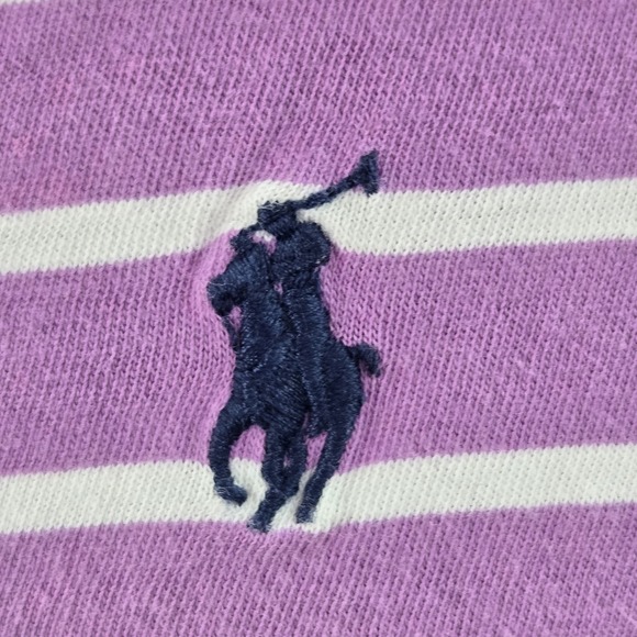 Polo Ralph Lauren Women Shirt XL Purple Striped Pony Embroidery V-Neck Pullover - Picture 4 of 9